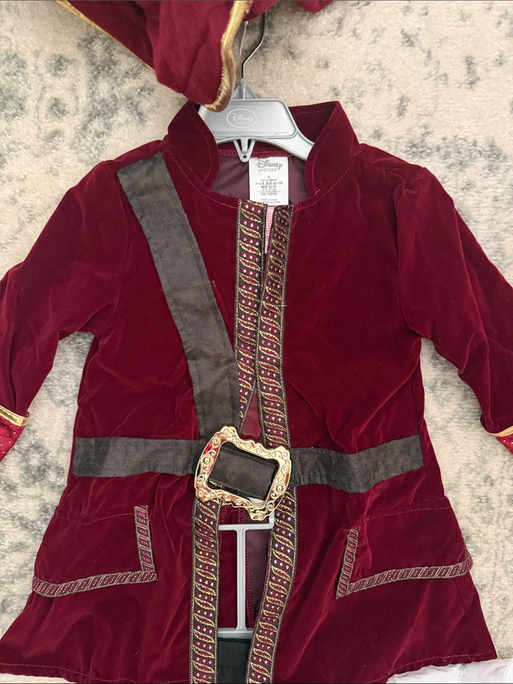 Disney Captain Hook Kids Costume - Burgundy and Black with Gold Trim - Picture 12 of 14